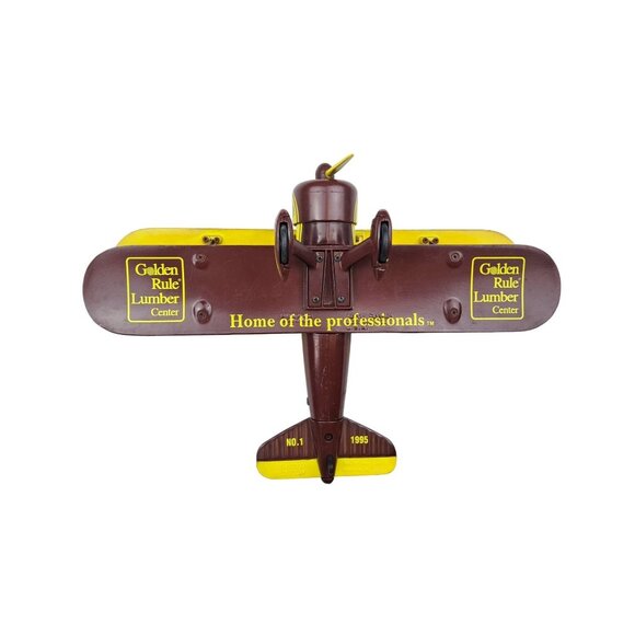 Vintage Stearman Bi-Wing Bank Die Cast Airplane Golden Rule Lumber Liberty Promo - Picture 7 of 11